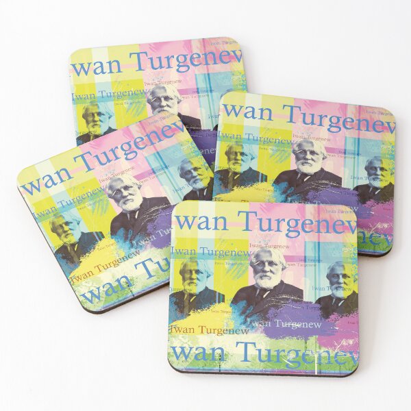 Item preview, Ivan Turgenev portrait collage in bright colors designed and sold by Mauswohn.