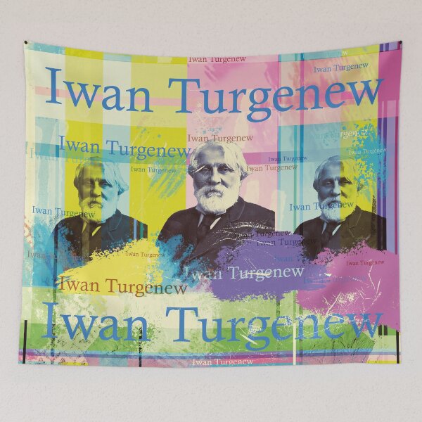 Item preview, Ivan Turgenev portrait collage in bright colors designed and sold by Mauswohn.