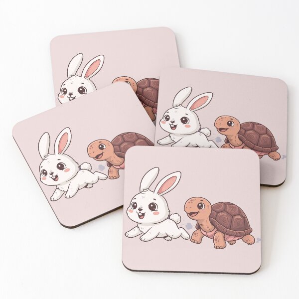 Item preview, Cute Bunny and Turtle Race Illustration – Funny Animal Cartoon Art designed and sold by Royalsticker.