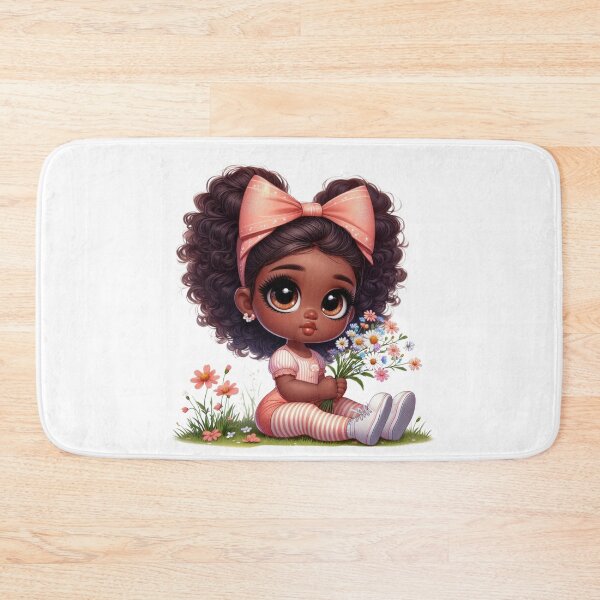 Item preview, Cute Afro Girl Illustration with Flowers | Dark Skin Girl Art designed and sold by Lulunza.