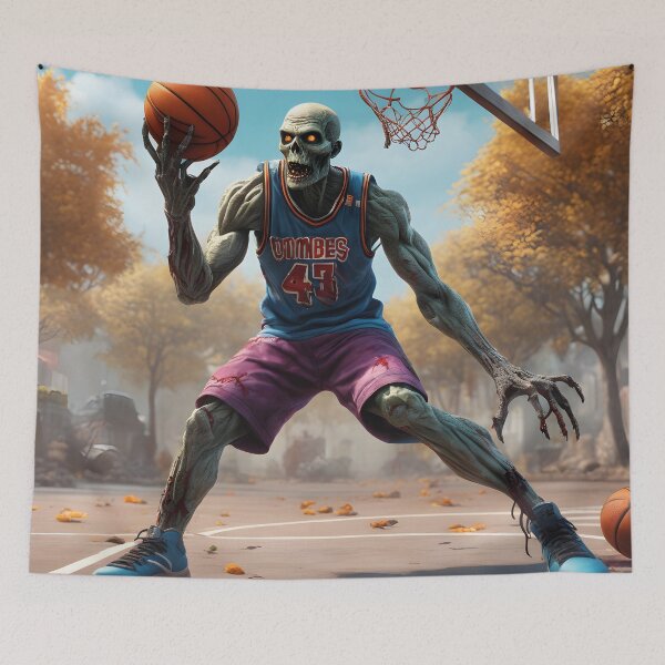 Item preview, Cool zombie basketball player on the court designed and sold by Mauswohn.