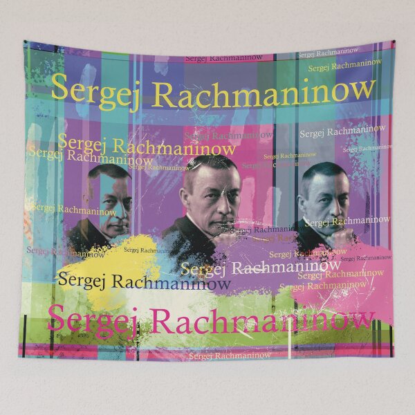 Item preview, Rachmaninoff portrait collage in bright colors designed and sold by Mauswohn.
