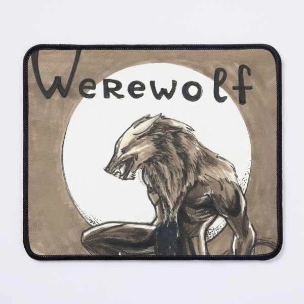 Item preview, Werewolf - vintage marker illustration under the full moon designed and sold by BlackLineLab.