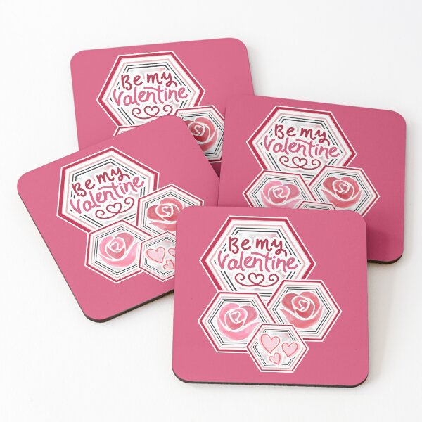 Item preview, Be My Valentine Hexagon Floral Design – Romantic Roses and Hearts for Valentine’s Day Gifts designed and sold by GFamilyC.