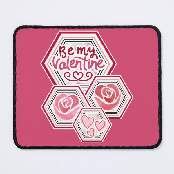 Item preview, Be My Valentine Hexagon Floral Design – Romantic Roses and Hearts for Valentine’s Day Gifts designed and sold by GFamilyC.