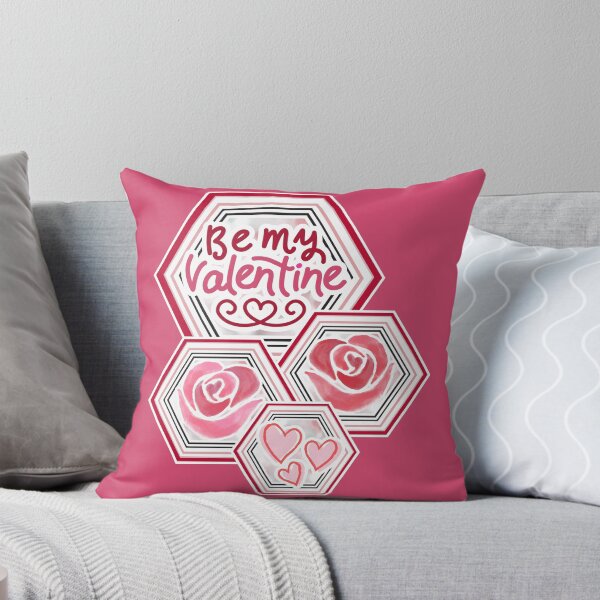Item preview, Be My Valentine Hexagon Floral Design – Romantic Roses and Hearts for Valentine’s Day Gifts designed and sold by GFamilyC.