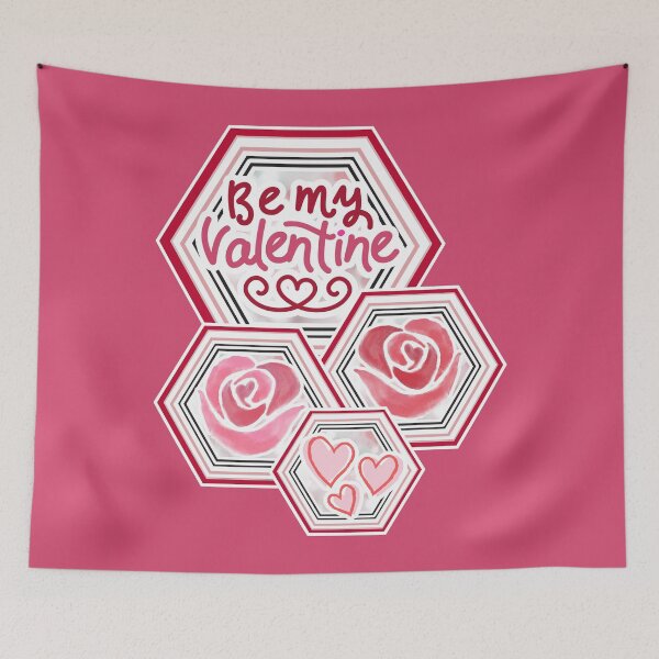 Item preview, Be My Valentine Hexagon Floral Design – Romantic Roses and Hearts for Valentine’s Day Gifts designed and sold by GFamilyC.