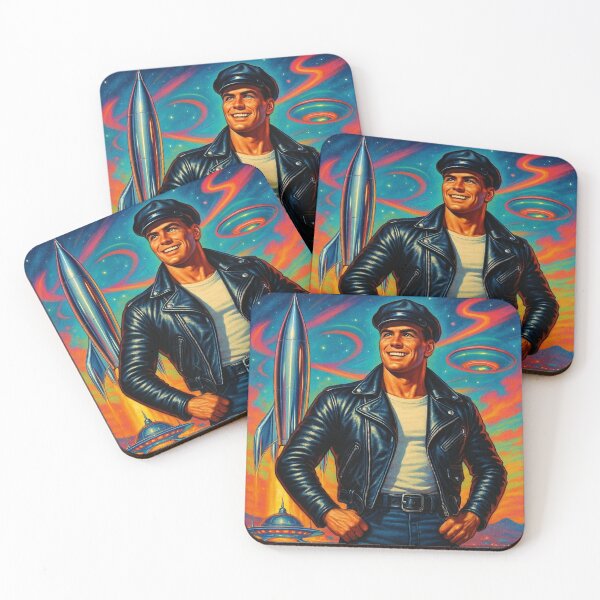 Item preview, Vintage 1950s Rocket Man Gay Leather Biker Pride Graphic Design designed and sold by ItsAKinkThing.