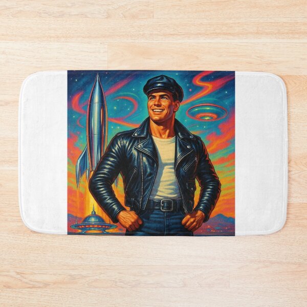 Item preview, Vintage 1950s Rocket Man Gay Leather Biker Pride Graphic Design designed and sold by ItsAKinkThing.