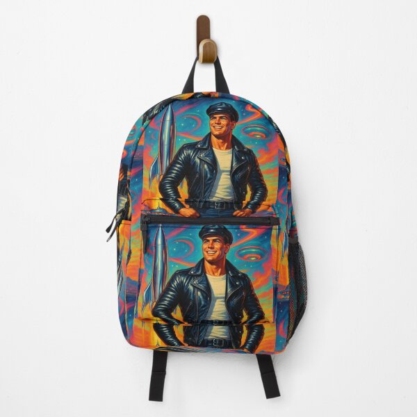 Item preview, Vintage 1950s Rocket Man Gay Leather Biker Pride Graphic Design designed and sold by ItsAKinkThing.