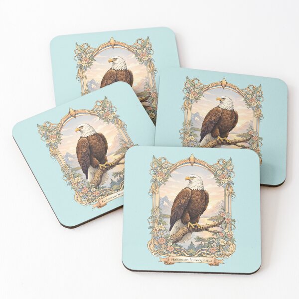 Item preview, Vintage Art Nouveau Bald Eagle Latin Botanical Print designed and sold by BorgSpareParts.