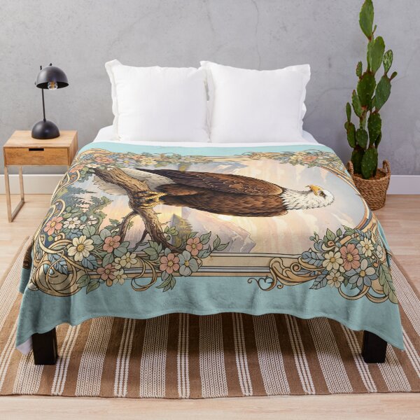 Item preview, Vintage Art Nouveau Bald Eagle Latin Botanical Print designed and sold by BorgSpareParts.