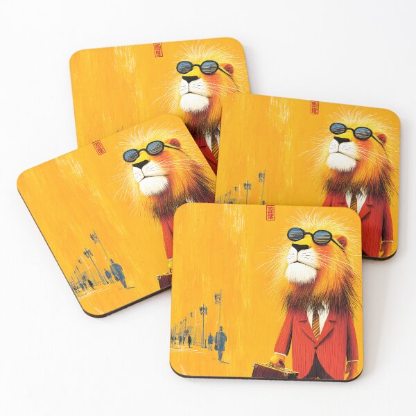 Item preview, Stylish Lion in Sunglasses Against Vibrant Yellow designed and sold by Artessie.