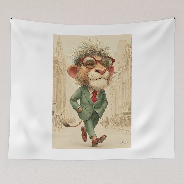 Item preview, Stylish Stylish Lion in Suit Strutting Down the Street in Suit Strutting Down the Street designed and sold by Artessie.