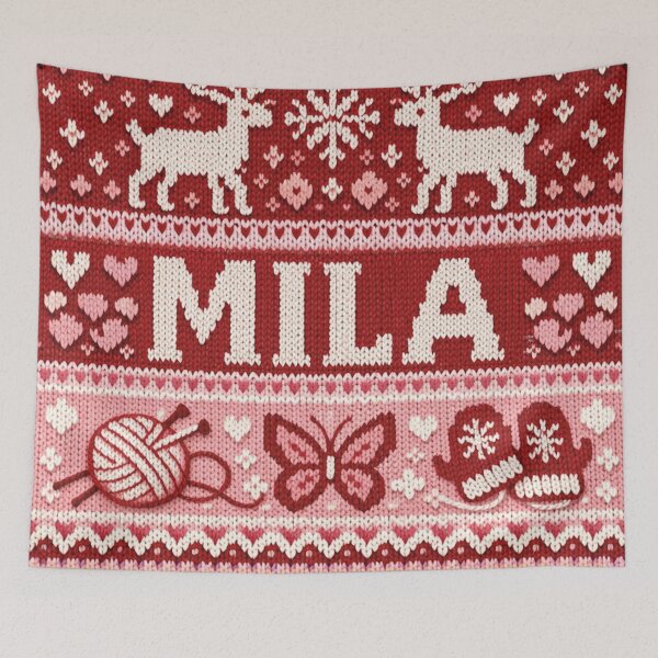 Item preview, Mila First Name Knitting Pattern Design in Red designed and sold by Mauswohn.