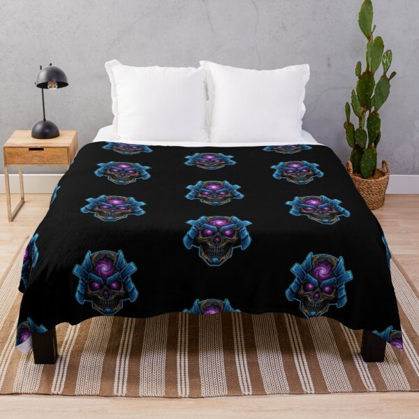 Item preview, Cosmic Samurai Skull: Obsidian and Electric Blue Neon designed and sold by LaNadaYFundante.