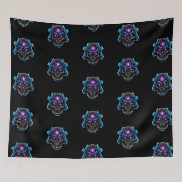 Item preview, Cosmic Samurai Skull: Obsidian and Electric Blue Neon designed and sold by LaNadaYFundante.