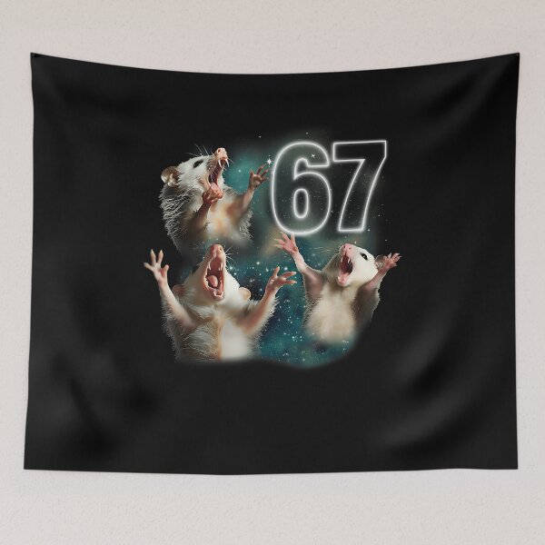 Item preview, Three Opposum Moon 67 Possum Howling Six Seven Weird Meme designed and sold by MerchDeviant.