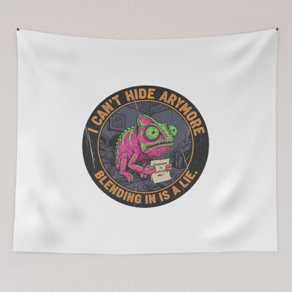 Item preview, Funny Chameleon Conspiracy – I Can't Hide Anymore Retro 90s Vintage Art designed and sold by FakeJoo.