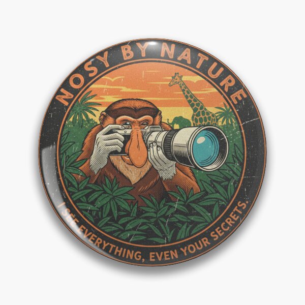 Item preview, Funny Proboscis Monkey Paparazzi – Nosy By Nature Retro 90s Vintage Art designed and sold by FakeJoo.