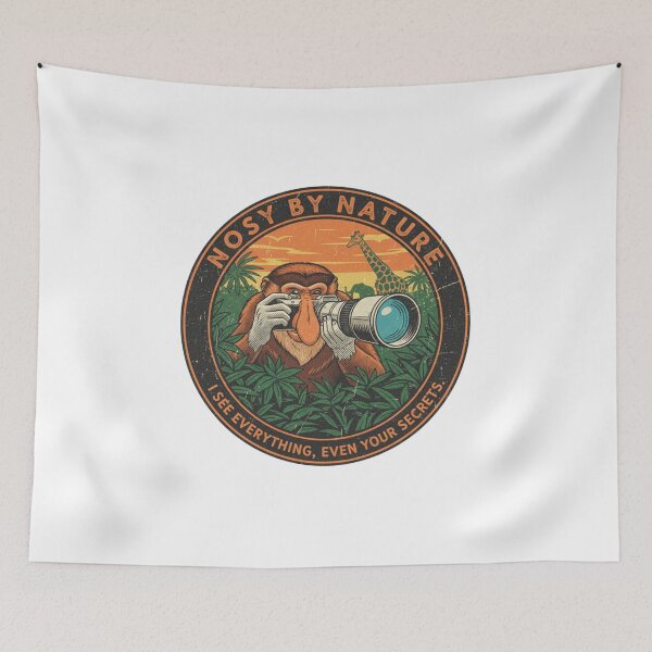 Item preview, Funny Proboscis Monkey Paparazzi – Nosy By Nature Retro 90s Vintage Art designed and sold by FakeJoo.