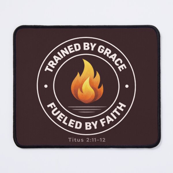Item preview, Trained by Grace Fueled by Faith Christian Badge Titus 2:11–12 designed and sold by astersgraphics.