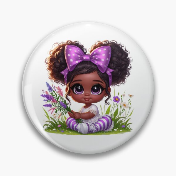 Item preview, Cute Black Girl with Purple Bow | Afro Girl Illustration designed and sold by Lulunza.