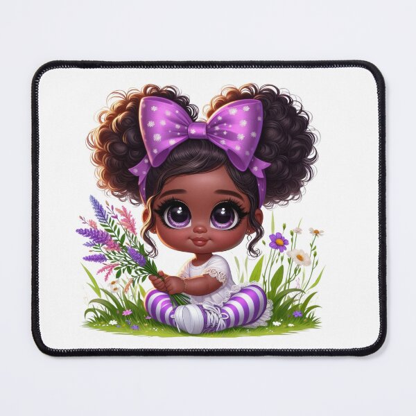 Item preview, Cute Black Girl with Purple Bow | Afro Girl Illustration designed and sold by Lulunza.