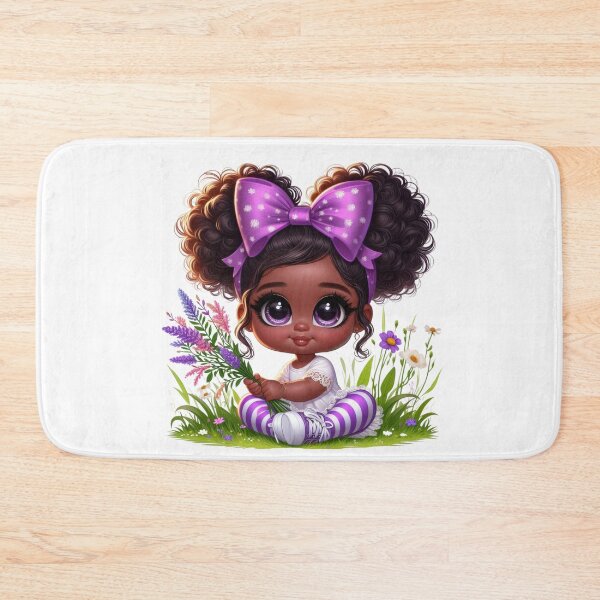 Item preview, Cute Black Girl with Purple Bow | Afro Girl Illustration designed and sold by Lulunza.