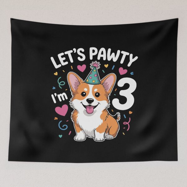 Item preview, 3rd Birthday Corgi Dog Lover Pet 3 Years Old B-Day designed and sold by MarkLeedsArt.