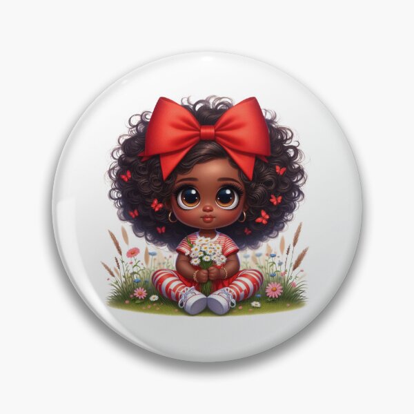 Item preview, Adorable Afro Girl with Red Bow | Cute Dark Skin Illustration designed and sold by Lulunza.