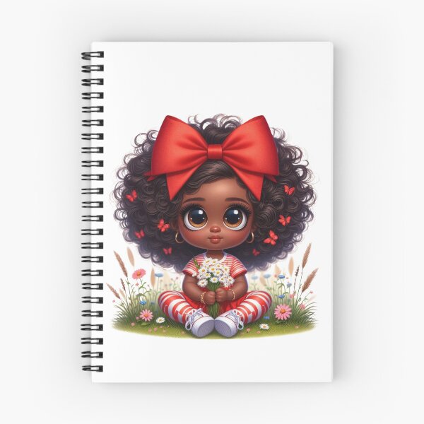 Item preview, Adorable Afro Girl with Red Bow | Cute Dark Skin Illustration designed and sold by Lulunza.
