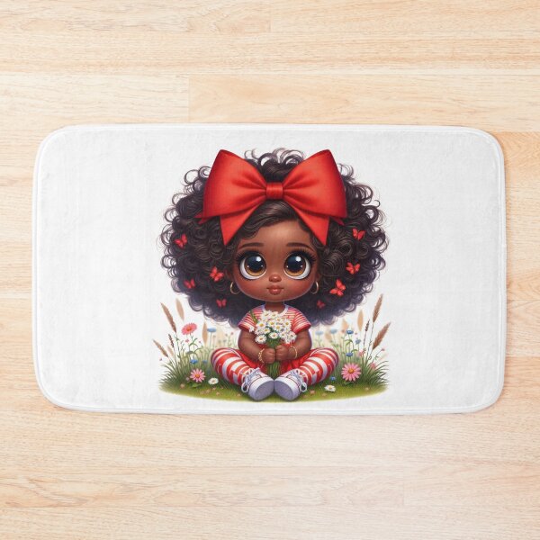 Item preview, Adorable Afro Girl with Red Bow | Cute Dark Skin Illustration designed and sold by Lulunza.