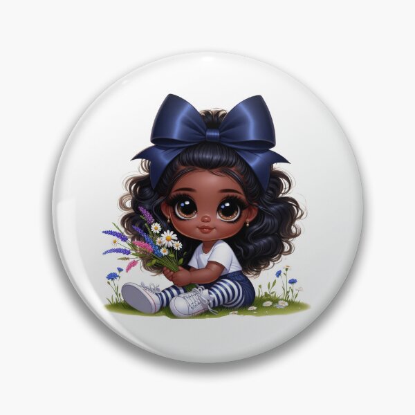 Item preview, Sweet Afro Girl with Blue Bow | Cute Black Girl Illustration designed and sold by Lulunza.