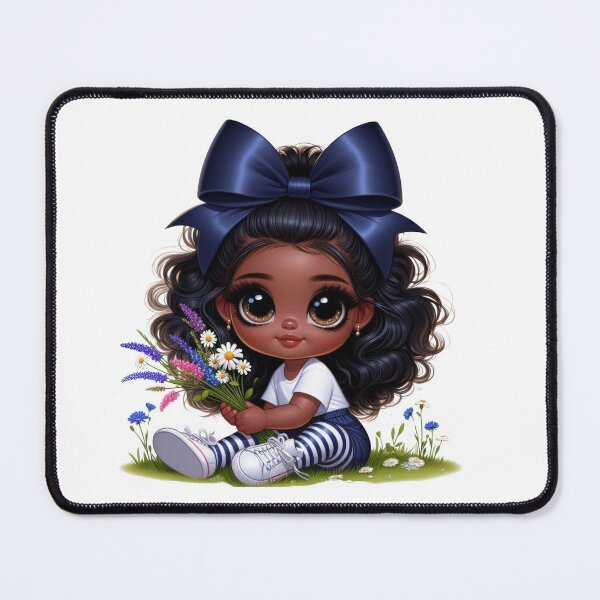 Item preview, Sweet Afro Girl with Blue Bow | Cute Black Girl Illustration designed and sold by Lulunza.