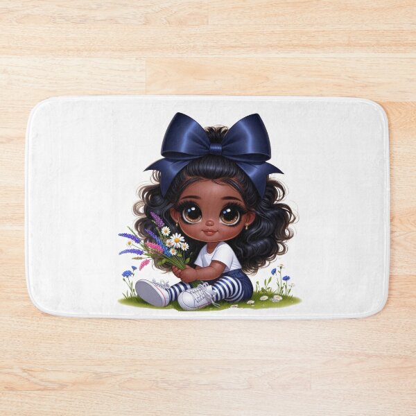 Item preview, Sweet Afro Girl with Blue Bow | Cute Black Girl Illustration designed and sold by Lulunza.