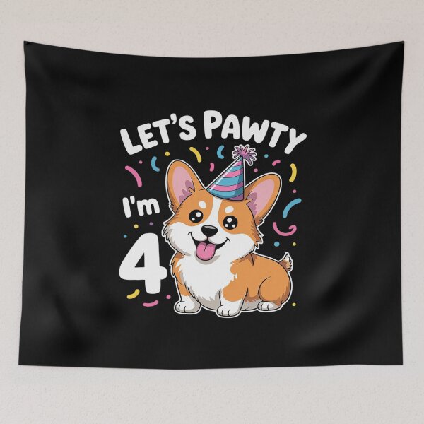 Item preview, 4 Years Old Corgi Dog Lover 4th Birthday Party Outfit Kid designed and sold by MarkLeedsArt.