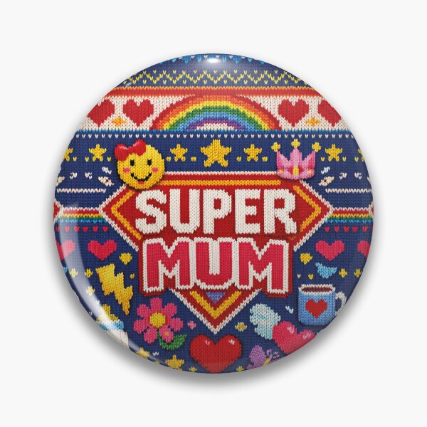 Item preview, Super Mum Hero Design in Knit Look Blue designed and sold by Mauswohn.
