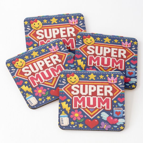 Item preview, Super Mum Hero Design in Knit Look Blue designed and sold by Mauswohn.