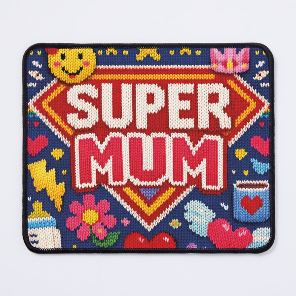 Item preview, Super Mum Hero Design in Knit Look Blue designed and sold by Mauswohn.