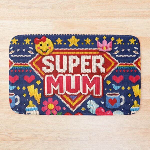 Item preview, Super Mum Hero Design in Knit Look Blue designed and sold by Mauswohn.