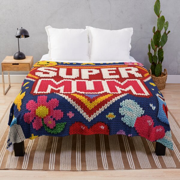 Item preview, Super Mum Hero Design in Knit Look Blue designed and sold by Mauswohn.