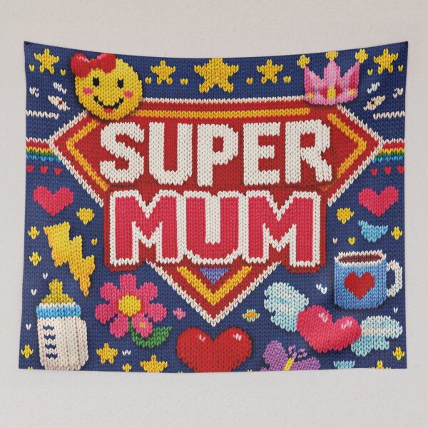 Item preview, Super Mum Hero Design in Knit Look Blue designed and sold by Mauswohn.