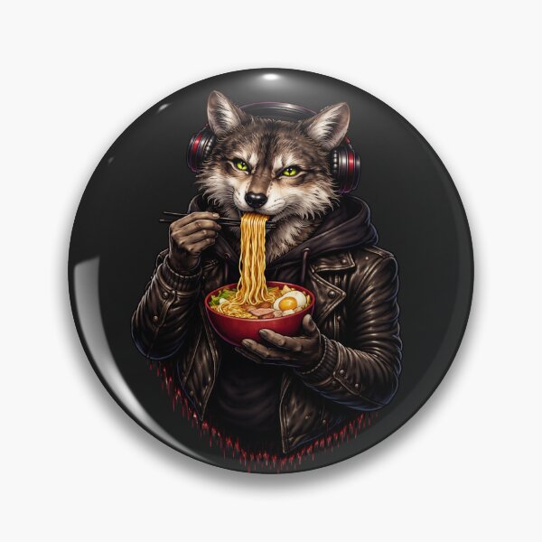Item preview, Calm Alpha Wolf Eating Ramen – Cool Streetwear Animal Illustration designed and sold by ColorSplash123.