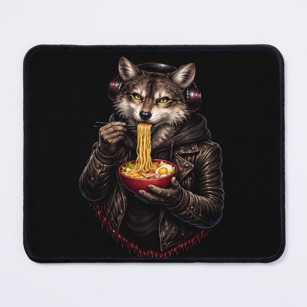 Item preview, Calm Alpha Wolf Eating Ramen – Cool Streetwear Animal Illustration designed and sold by ColorSplash123.