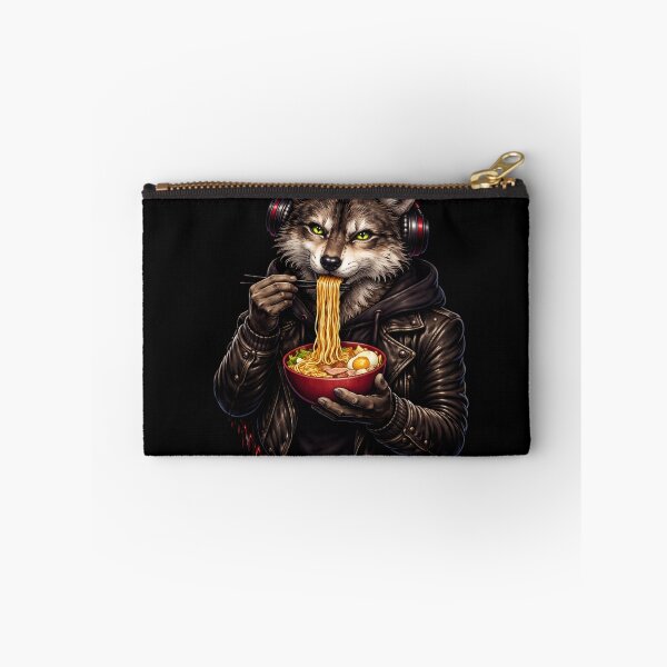 Item preview, Calm Alpha Wolf Eating Ramen – Cool Streetwear Animal Illustration designed and sold by ColorSplash123.
