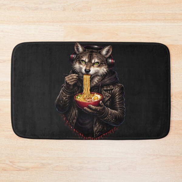 Item preview, Calm Alpha Wolf Eating Ramen – Cool Streetwear Animal Illustration designed and sold by ColorSplash123.
