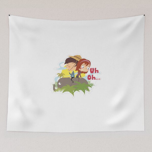 Item preview, Clueless Explorer & Scared Girl on Elephant designed and sold by StickerBuild07 .