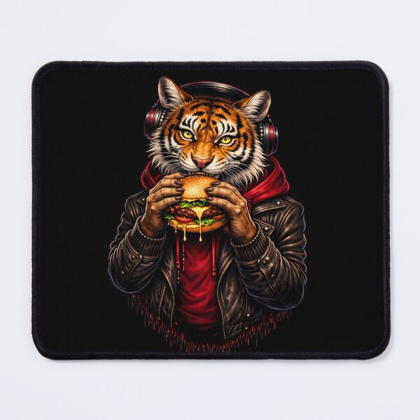 Item preview, Street Tiger Eating Cheeseburger – Cool Urban Animal Hoodie Art designed and sold by ColorSplash123.