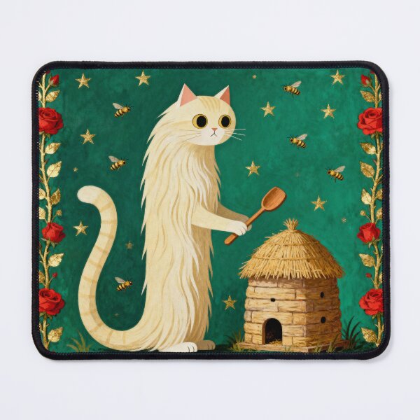 Item preview, Beekeeper Cat Medieval Manuscript Art designed and sold by PictorialWhimsy.